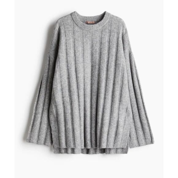 H&M Women's Sweater Size Small Grey Oversized Rib Knit - Picture 1 of 6